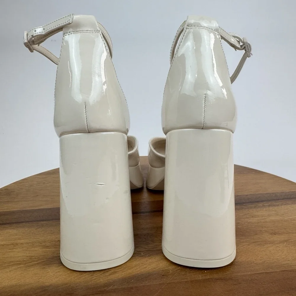 New NWOB Circus NY Sam Edelman Rosa Ivory Patent Platform Block Heels Size 8.5 M